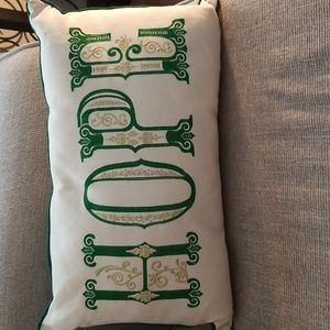 Hope Linen Accent Pillow with Gold Embroidery